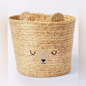 Cloud island Braided Water Hyacinth Tapered Floor Basket Sleepy Bear storage bin
